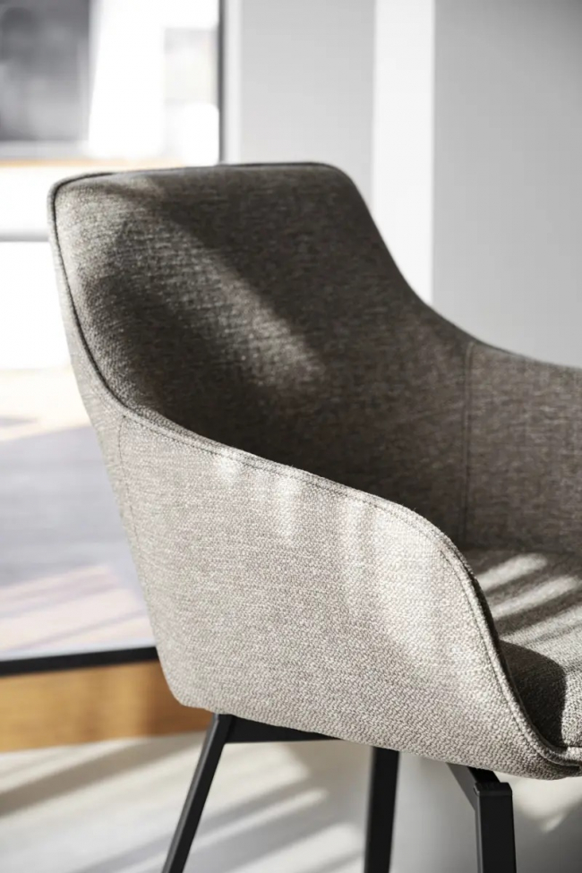 Fauteuil 'Alison' - Beige foncé/noir