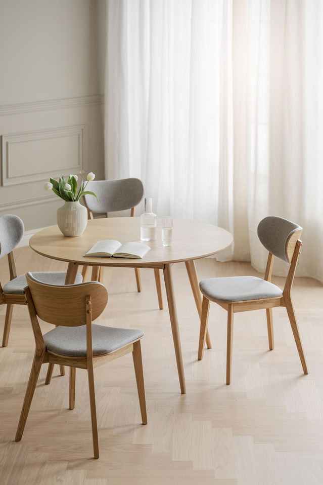 Table à manger ronde 'Yumi' 115cm - Chêne