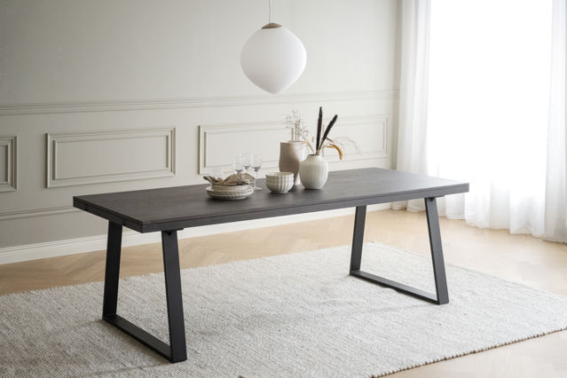Table à manger 'Brooklyn' 220x95cm - Brun foncé/Pieds en U