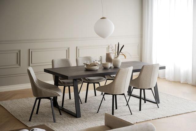 Table à manger 'Brooklyn' 220x95cm - Brun foncé/Pieds en U
