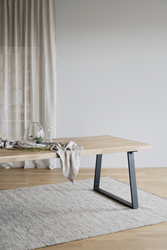 Table à manger 'Brooklyn' 220x95cm - Chêne/Pieds noirs en U