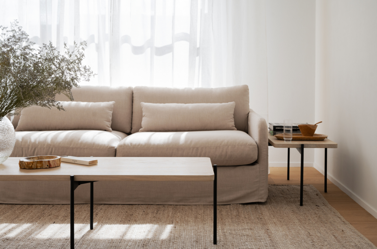 Table basse 'Shelton' 145x60cm - Chêne blanc pigmenté