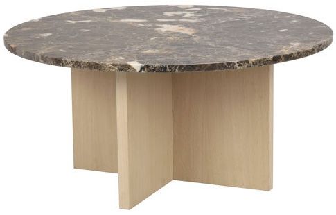 Table basse 'Brooksville' Ronde 90cm - Brun/Blanc pigmenté