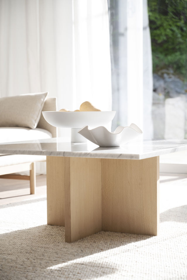 Table basse 'Brooksville' 90x90cm - Blanc/Blanc pigmenté