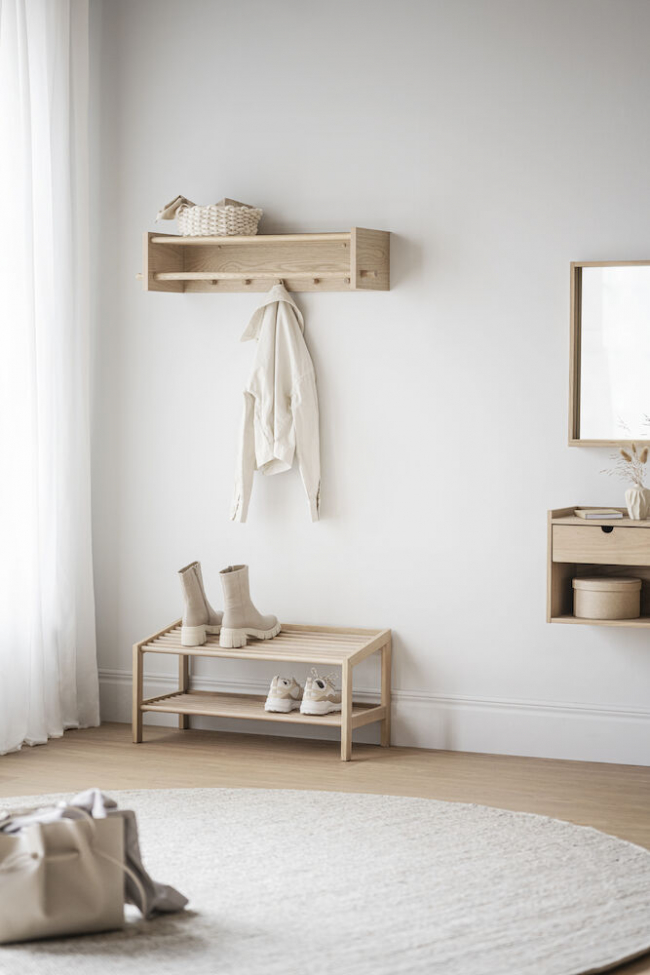 Étagère à chapeaux 'Hillmond' - Chêne clair