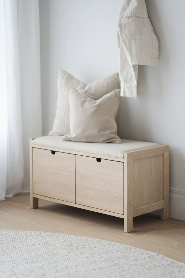 Banc d'entrée 'Hillmond' 80cm - Chêne clair