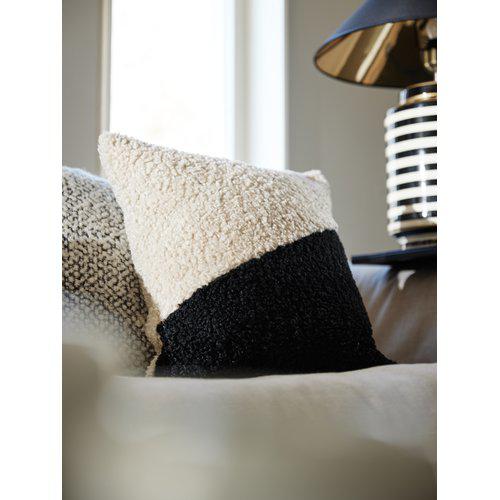 Housse de coussin 'Teddy' 45x45 - Noir/Blanc
