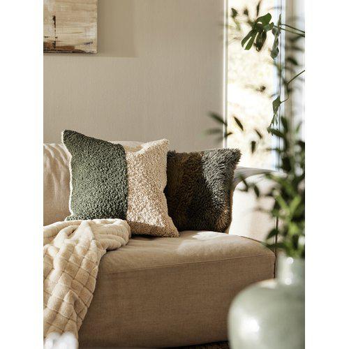 Housse de coussin 'Teddy' 45x45 - Vert/Blanc