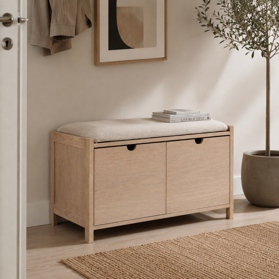 Banc d’entrée 'Mellby '- Blanc pigmenté