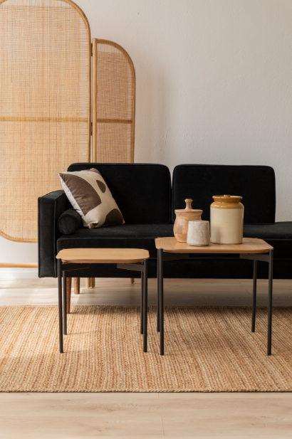 Table basse 'Frida' 50x50cm - Naturel/Noir