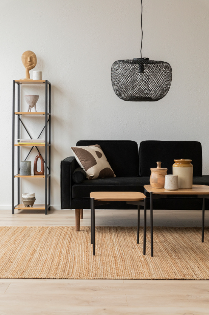 Table basse 'Frida' 50x50cm - Naturel/Noir