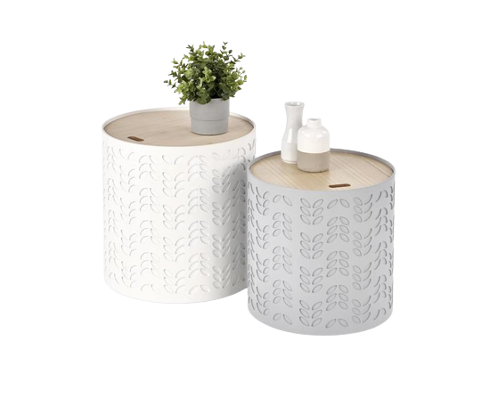 Lot de 2 Boîte de rangement 'Alba' - Gris/Blanc