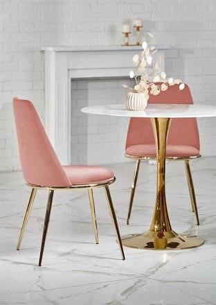 Table à manger 'Navarra' Ronde 90cm - Marbre/Or