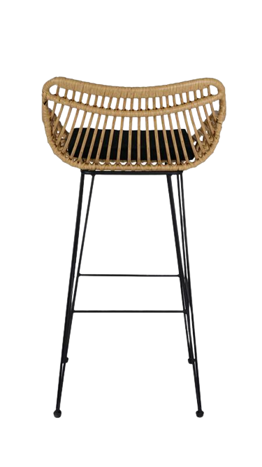 Tabouret de bar 'Parga' - Naturel / Noir