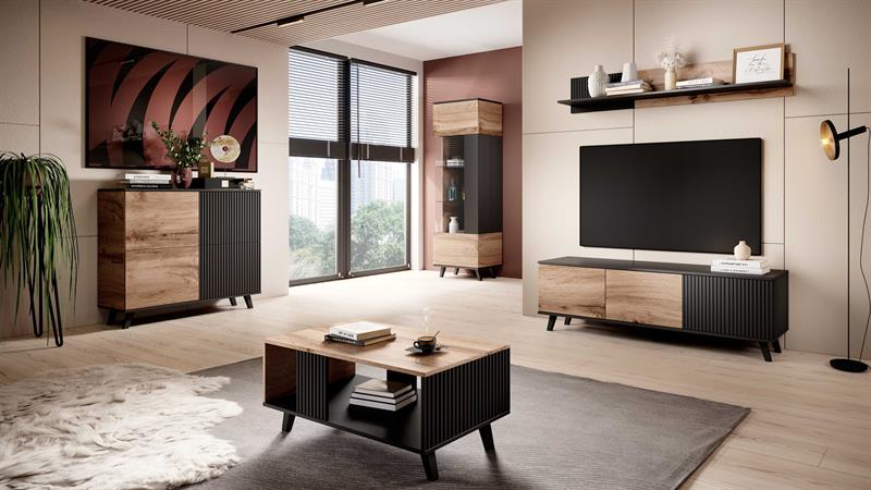 Meuble TV 'Othem' small - Noir/Chêne