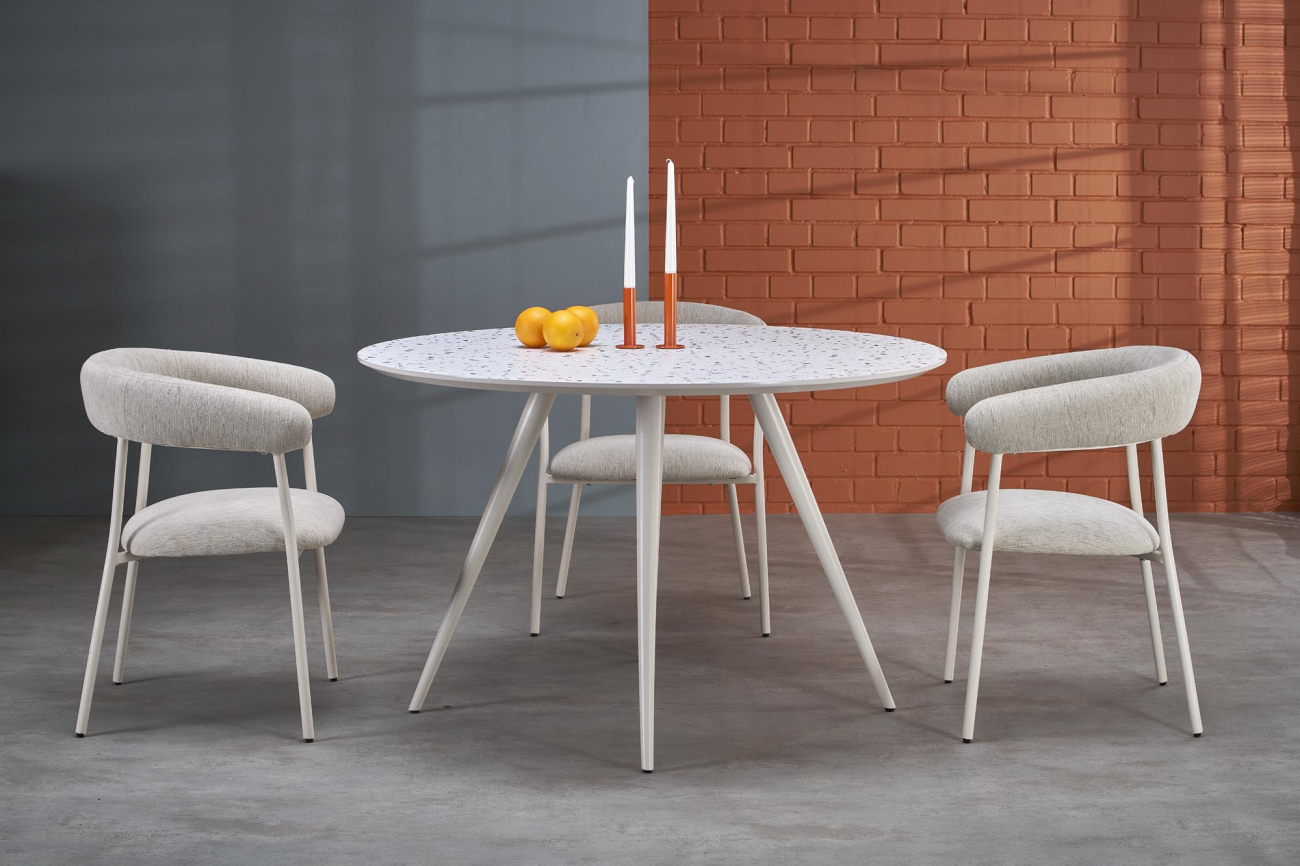 Table à manger 'Aramis' ronde 120cm - Blanc