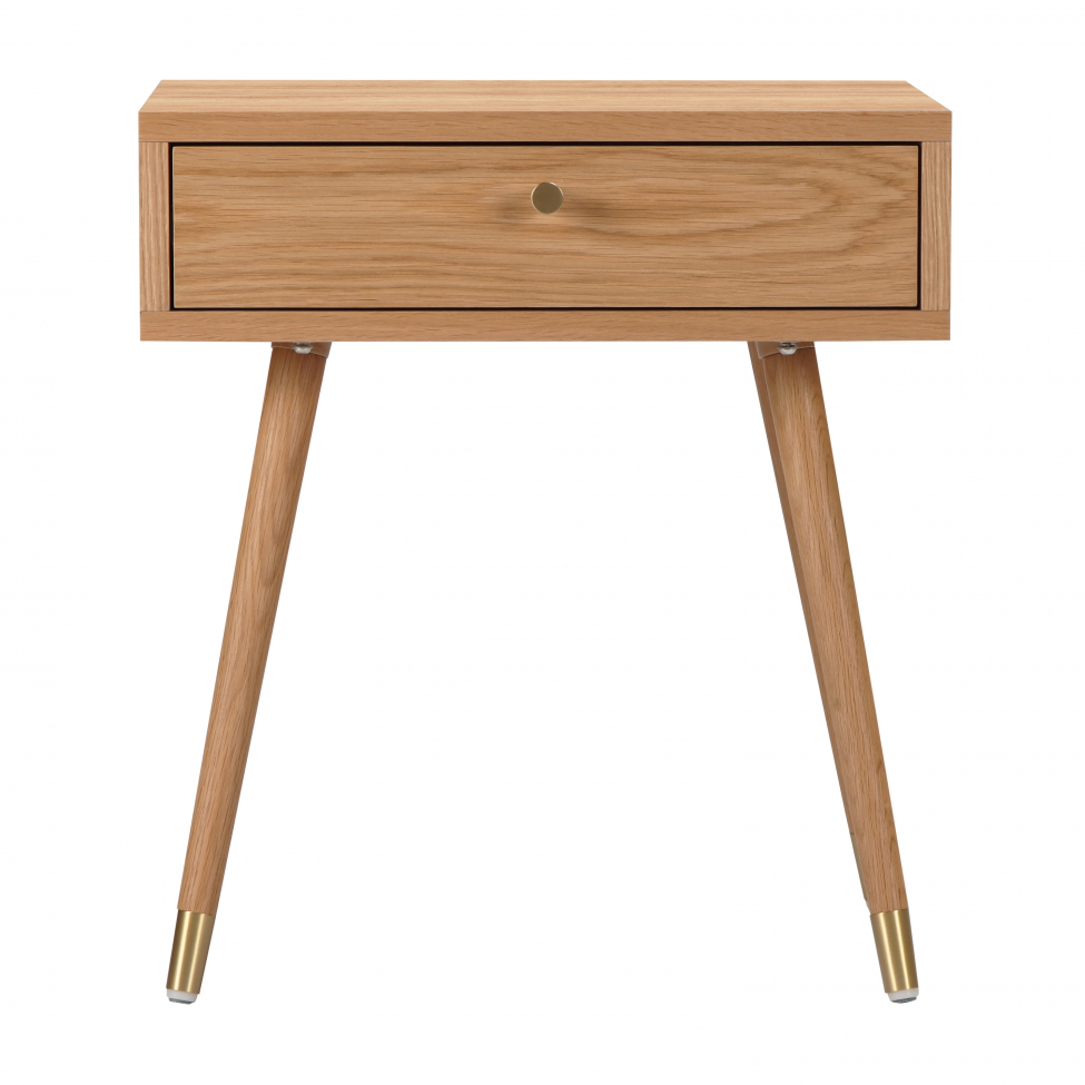 Table de nuit 'Prime' - Chêne/Laiton