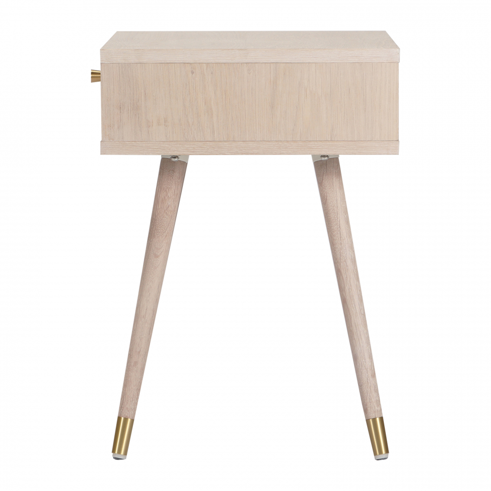 Table de nuit 'Prime' - Chêne blanc/Laiton