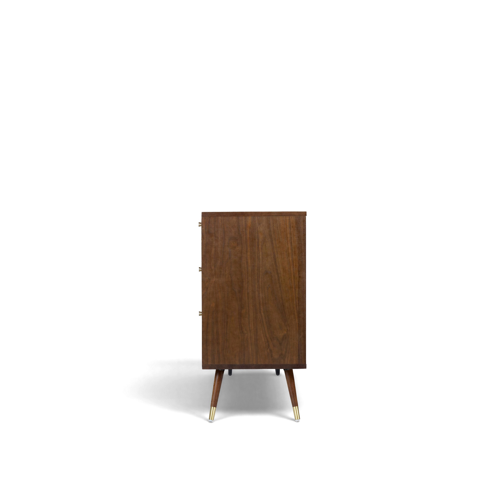 Commode 'Prime' 6 tiroirs - Noyer/Laiton