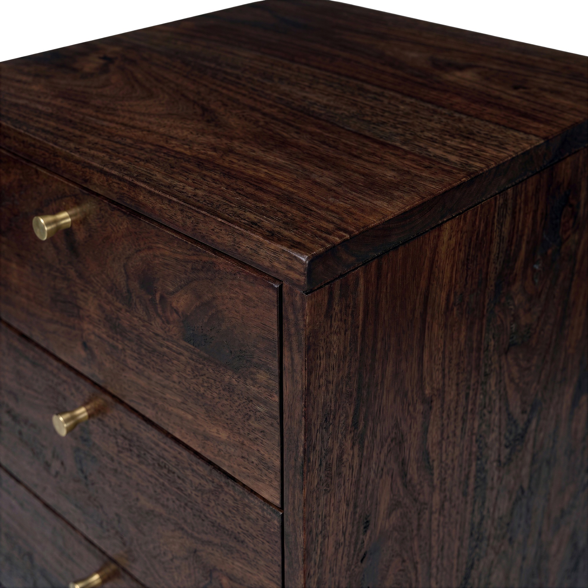 Commode 'Prime' 5 tiroirs - Noyer/Laiton