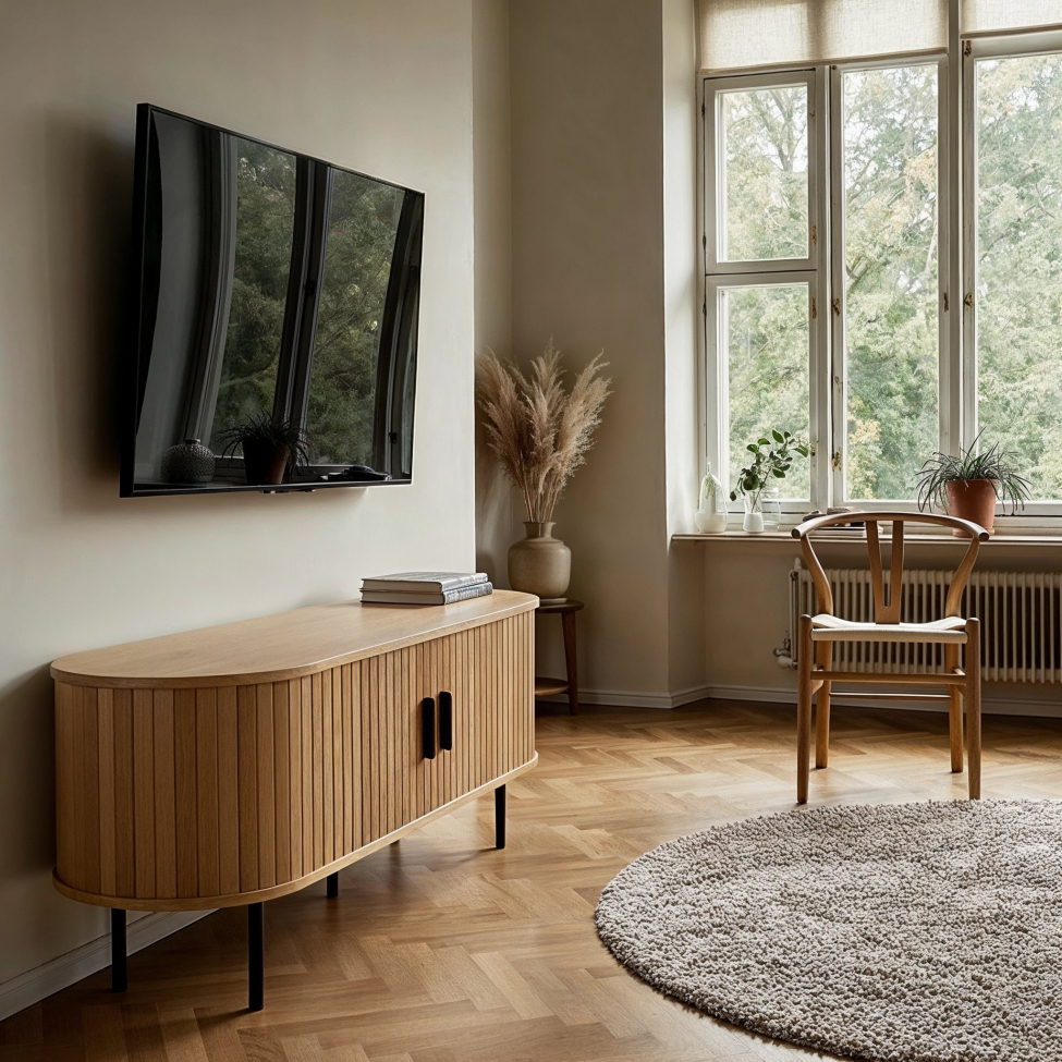 Meuble TV 'Holmvik' - Naturel/Noir