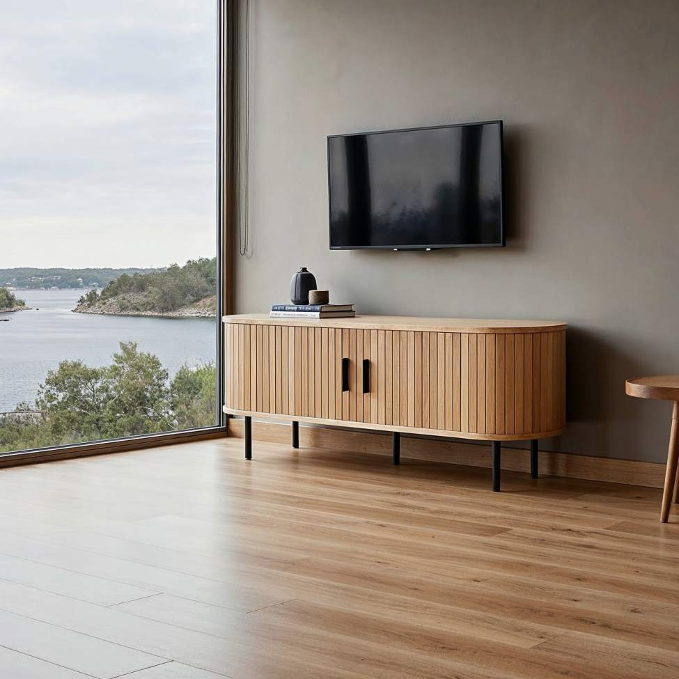 Meuble TV 'Holmvik' - Naturel/Noir