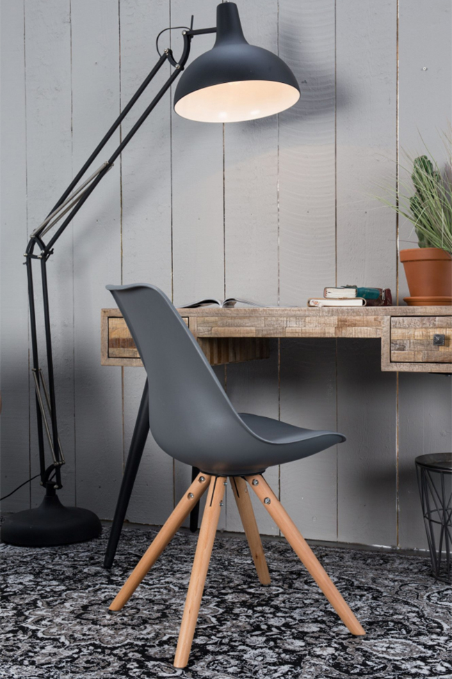 Bureau/Table d'appoint 'Leo' - Teck/Acier