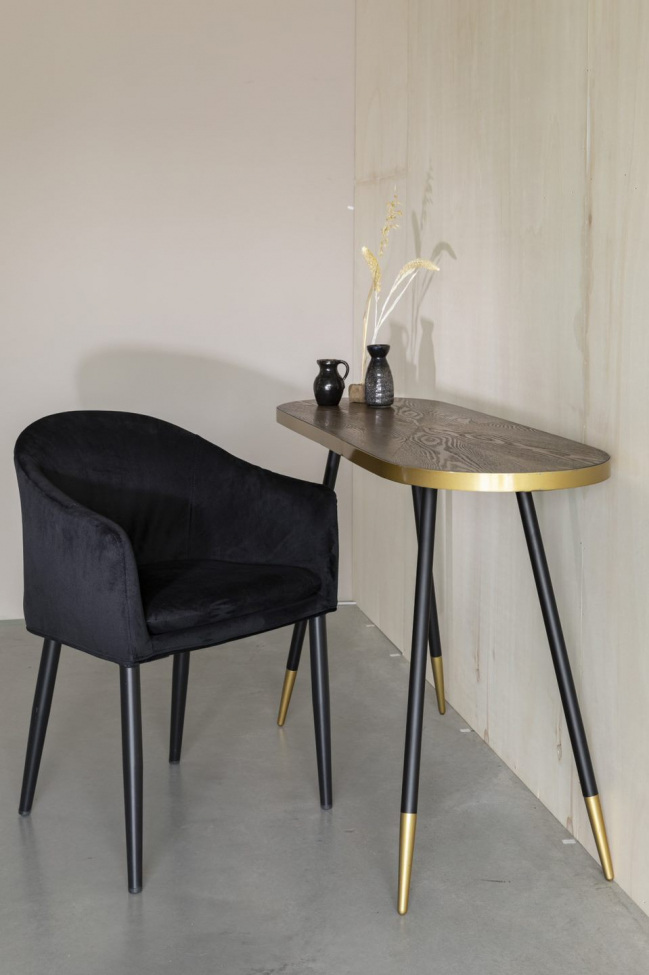 Table console 'Denise' - Noir/Laiton