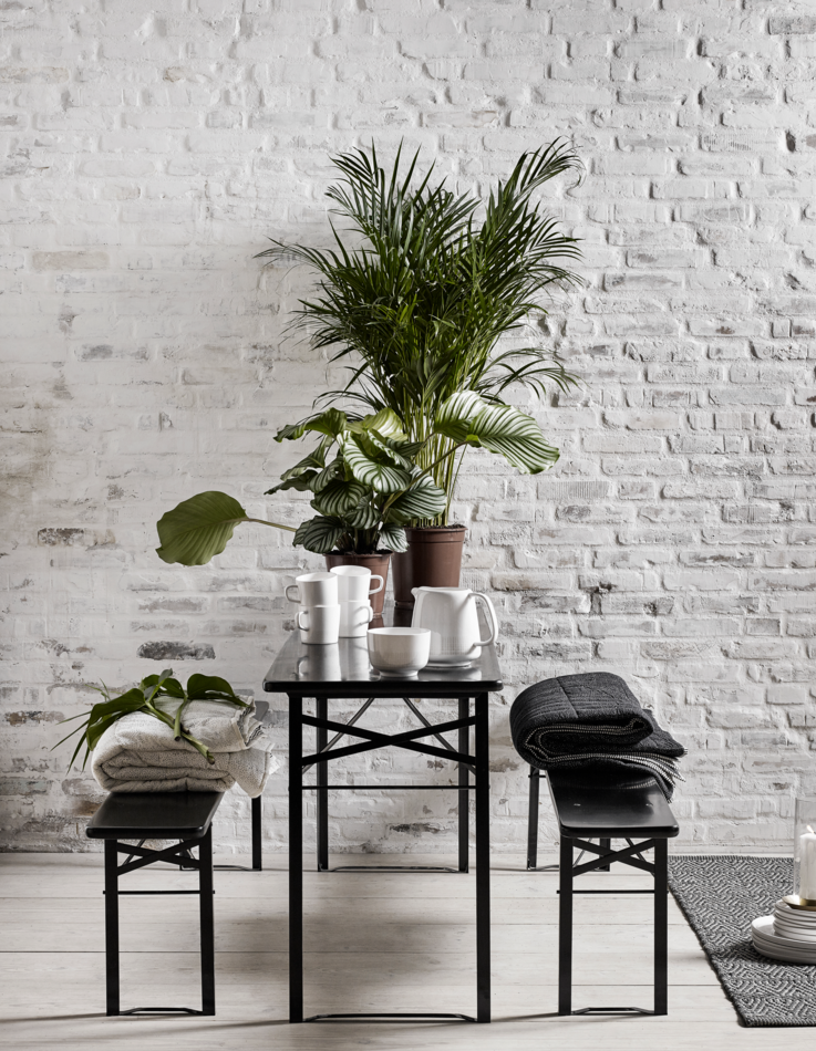 Table et bancs 'Garden' 160x60cm - Noir