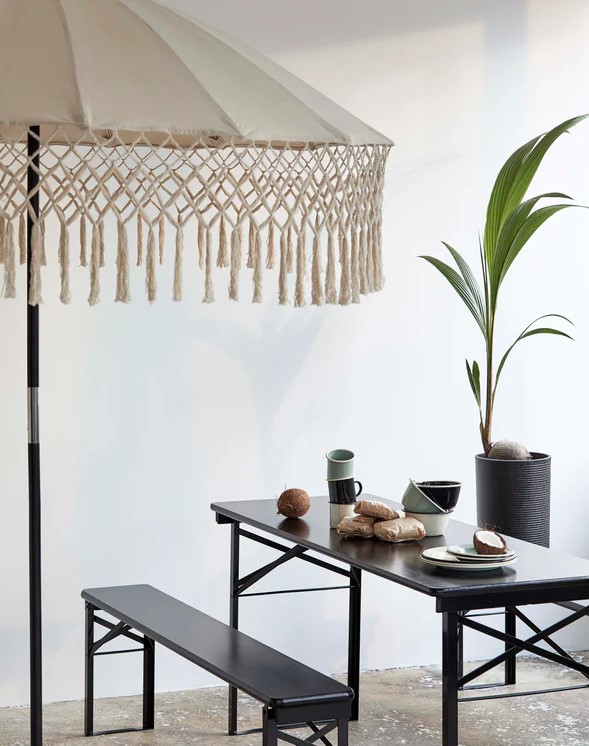 Table et bancs 'Garden' 220x60cm - Noir