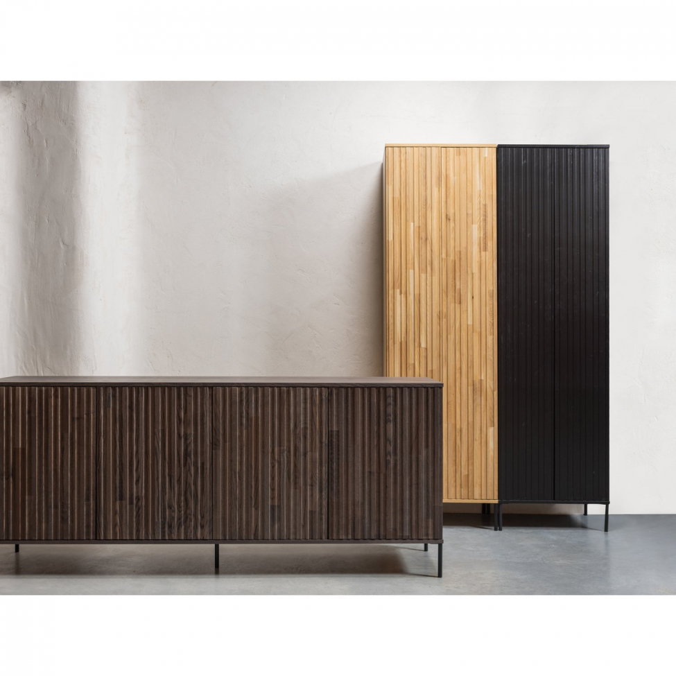 Buffet 'New Gravure' 200 cm - Brun foncé/Noir