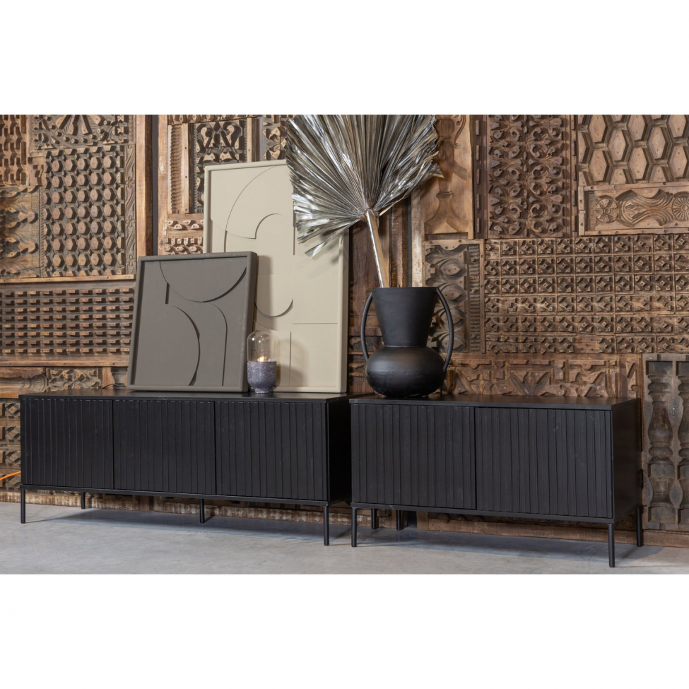 Meuble TV 'New Gravure' 100 cm - Noir/Noir