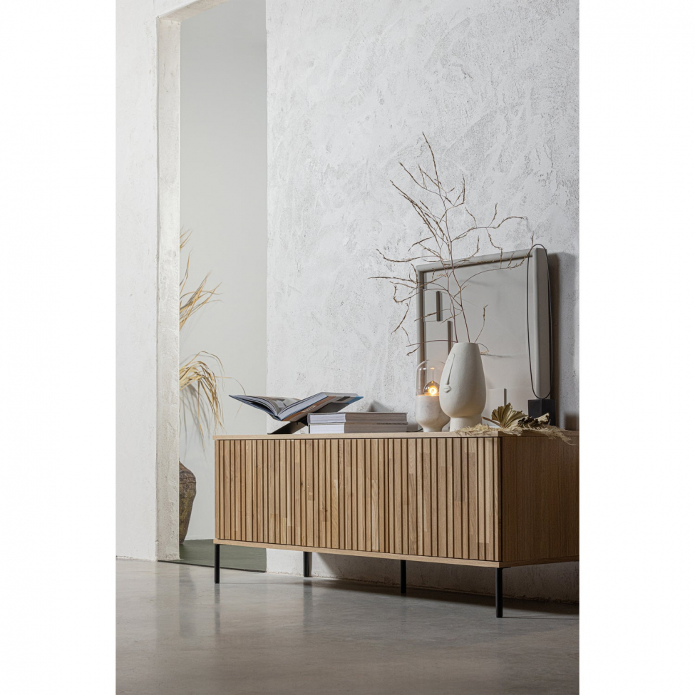 Meuble TV 'New Gravure' 150 cm - Chêne/Noir