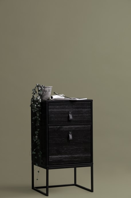 Table de chevet 'Zola' tiroir+armoire - Noir