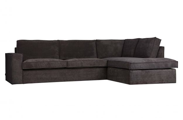 Canapé d'angle 'Thomas' - Rayé Gris foncé