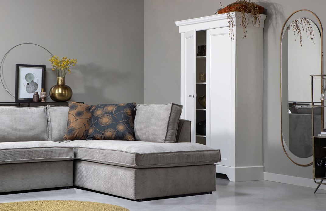 Canapé d'angle 'Thomas' - Rayé Gris