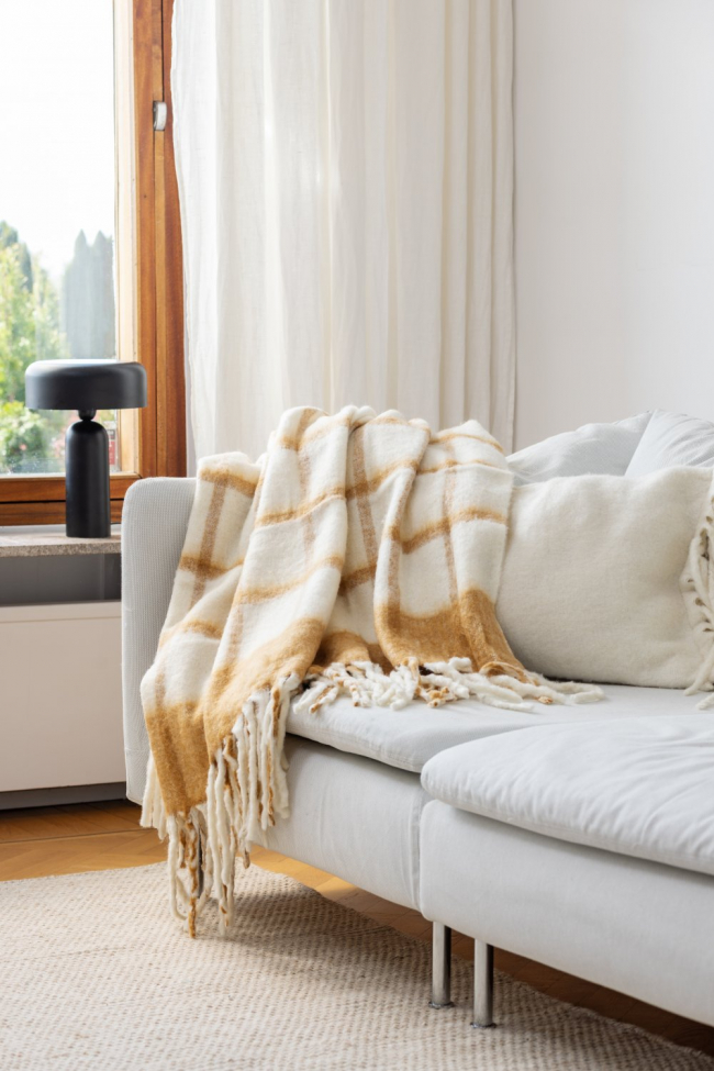 Plaid ' Rachel ' 130 x 170 cm - Jaune