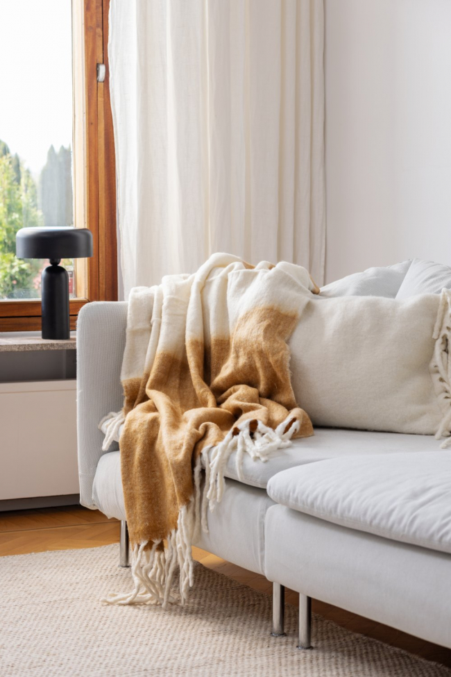 Plaid ' Carrie ' 130 x 170 cm - Jaune