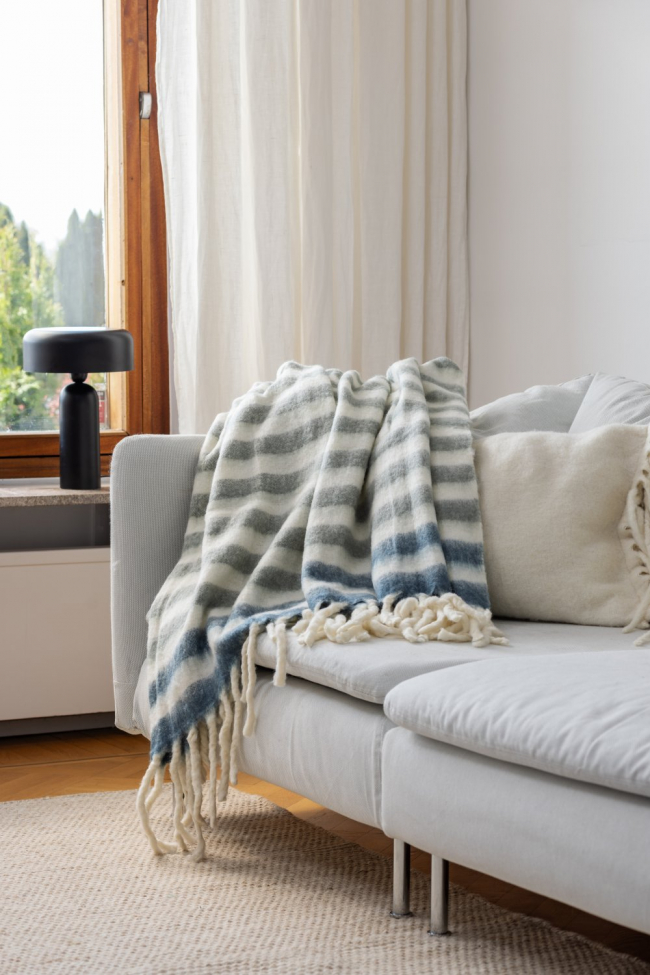 Plaid ' Carrie ' 130 x 170 cm - Bleu