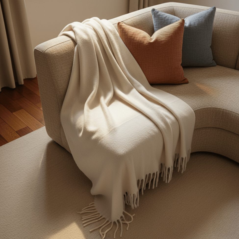 Plaid ' Samantha ' 130 x 170 cm - Blanc