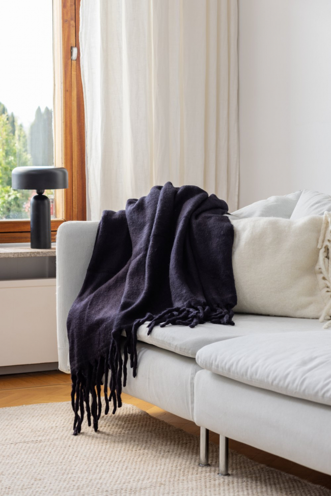 Plaid ' Samantha ' 130 x 170 cm - Noir