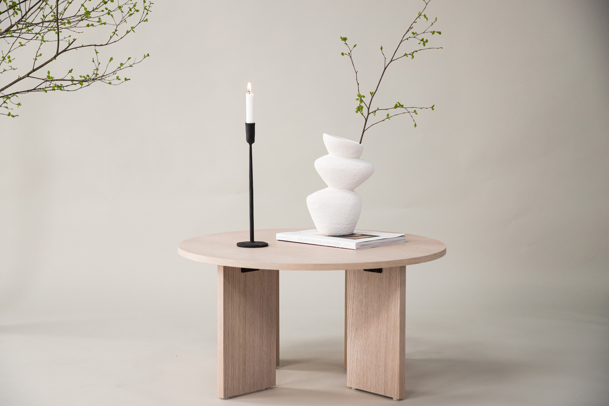 Table basse 'Arvika' Ronde 80cm - Chêne blanchi