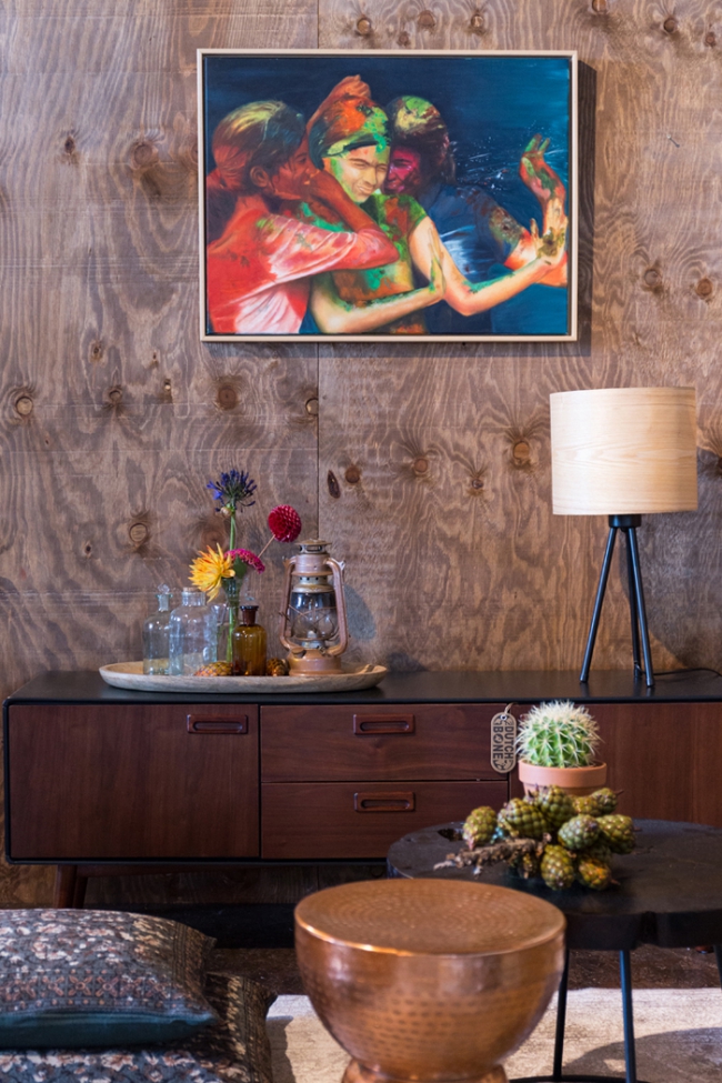 Lampe de table 'Woodland' - Noir/Nature