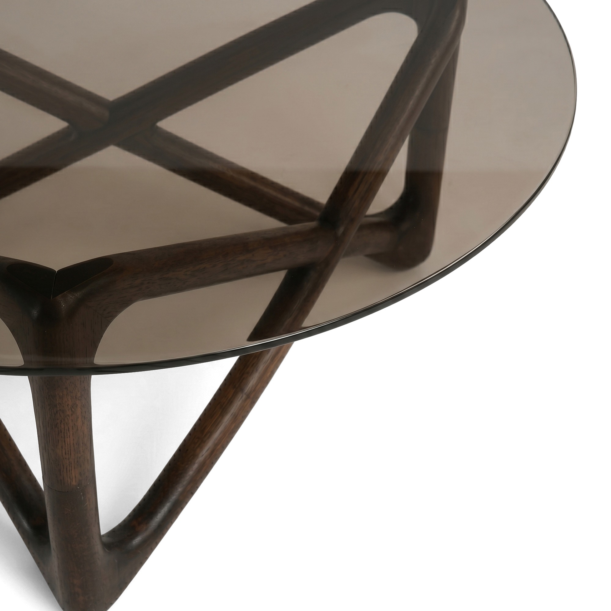Table basse 'Modica' Ø80 – Noyer/Verre