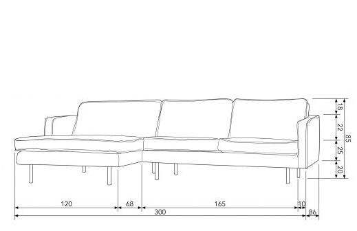 Canapé 'Rodeo' - Kaki - Gauche