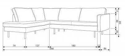 Canapé d'angle 'Rodeo' - Kaki - Gauche
