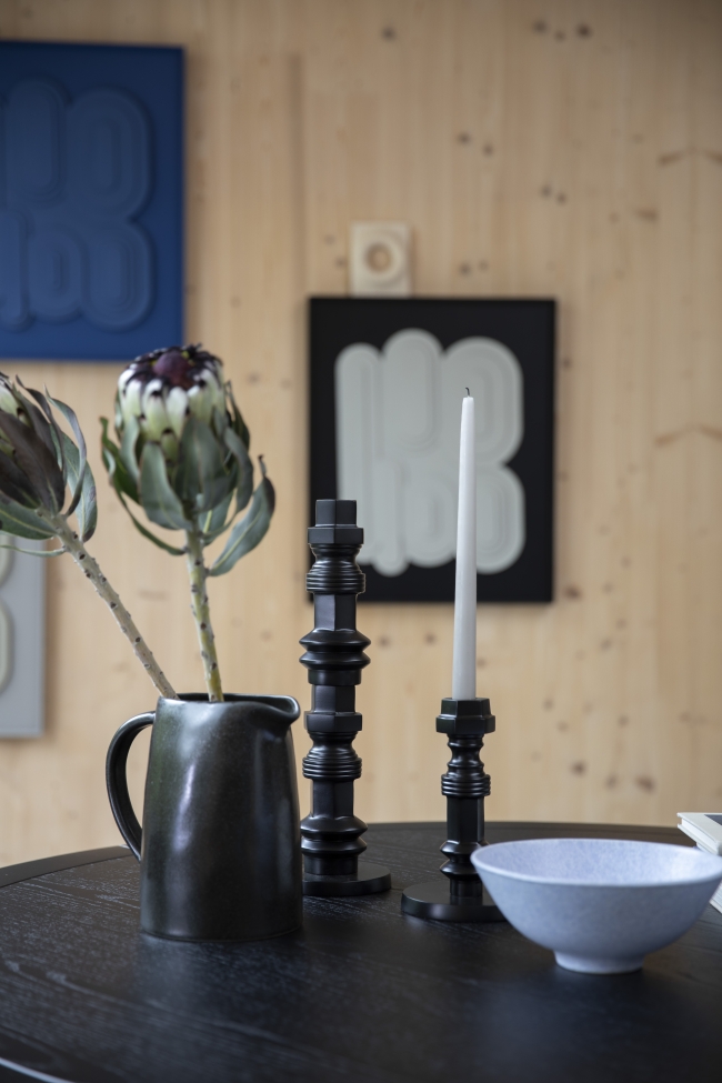 Support de bougie 'Totem' - Noir