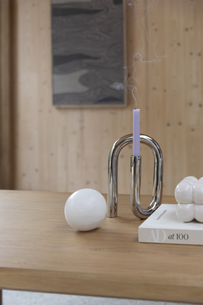 Porte-bougie 'Tubo' - Argent L