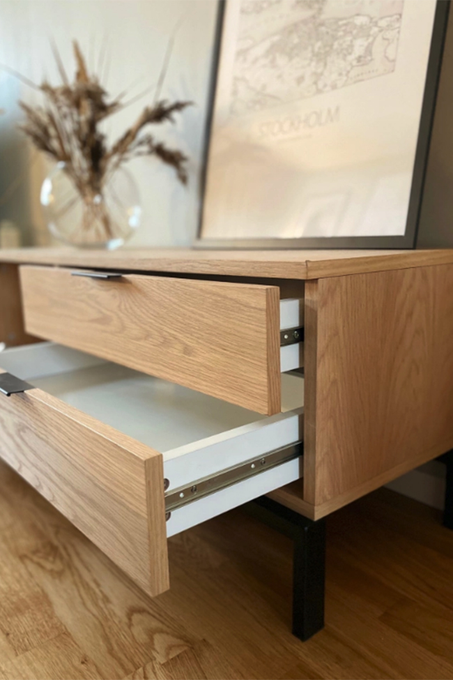 Meuble TV 'Grant' - Chêne/Fer