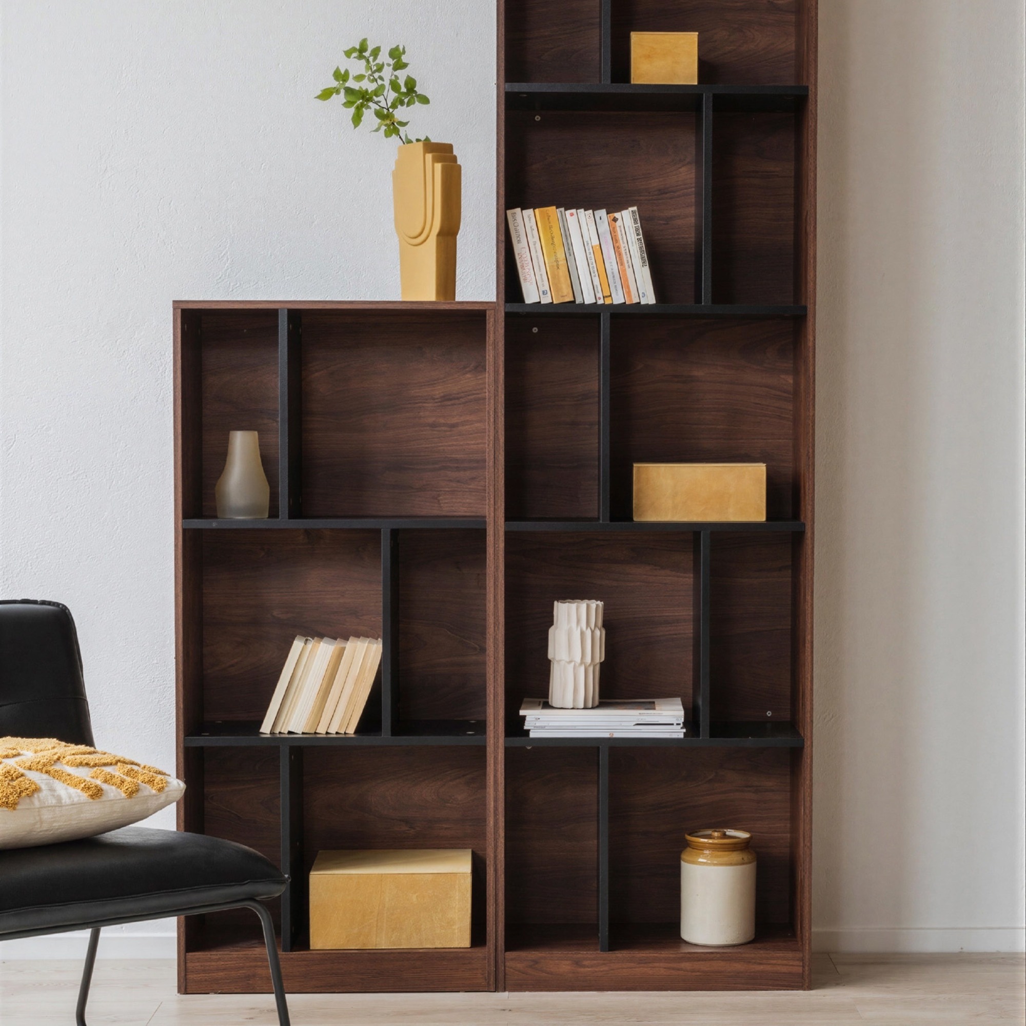 Bibliothèque 'Colin' 60x129 - Noyer/Noir
